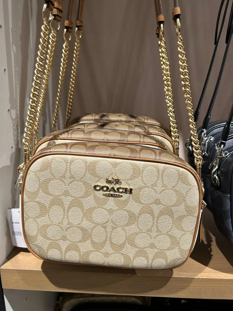 Coach Jamie Camera Bag In Blocked Signature Light Khaki Chalk Multi