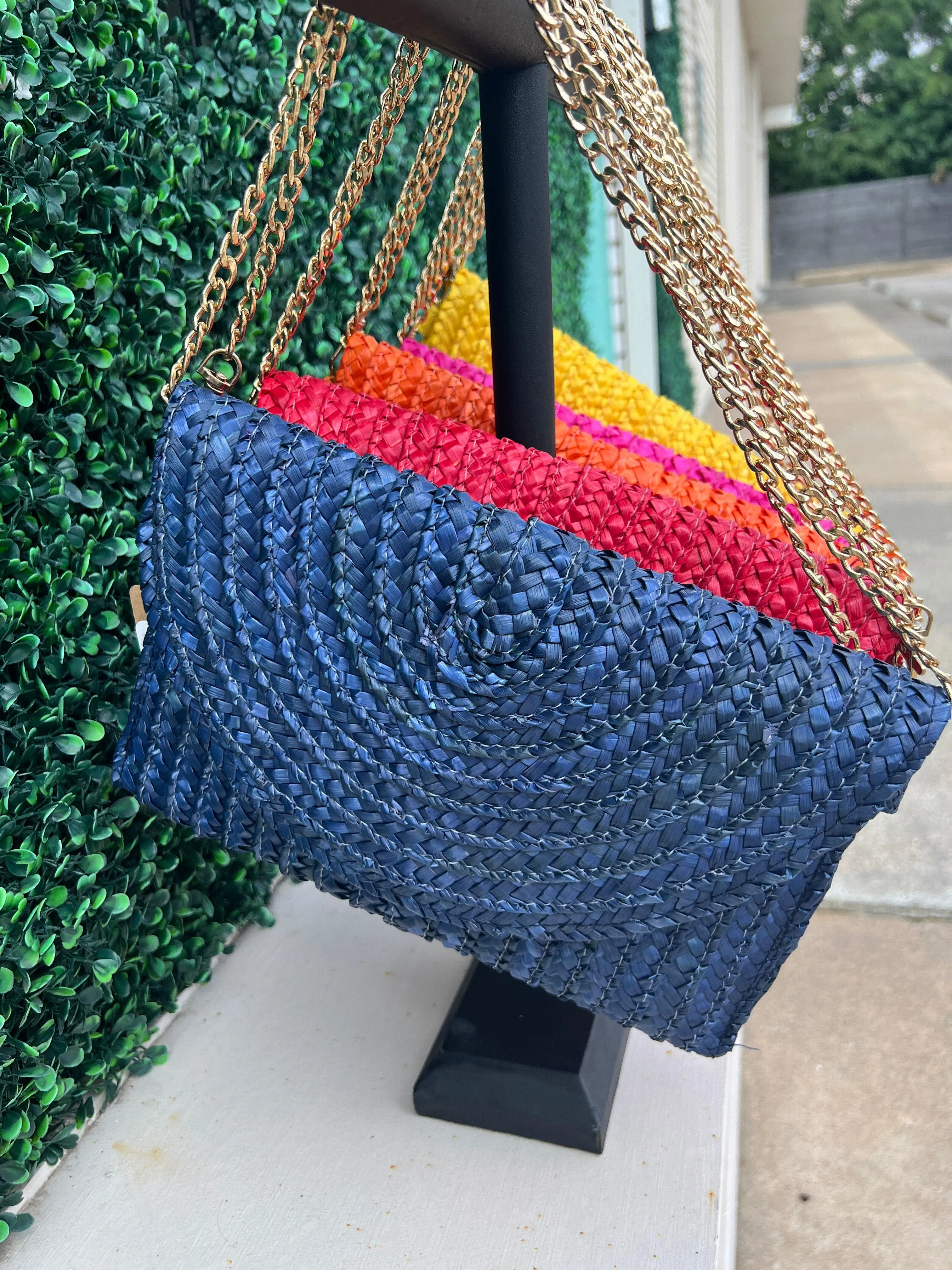 Colored Straw Purse/Clutch