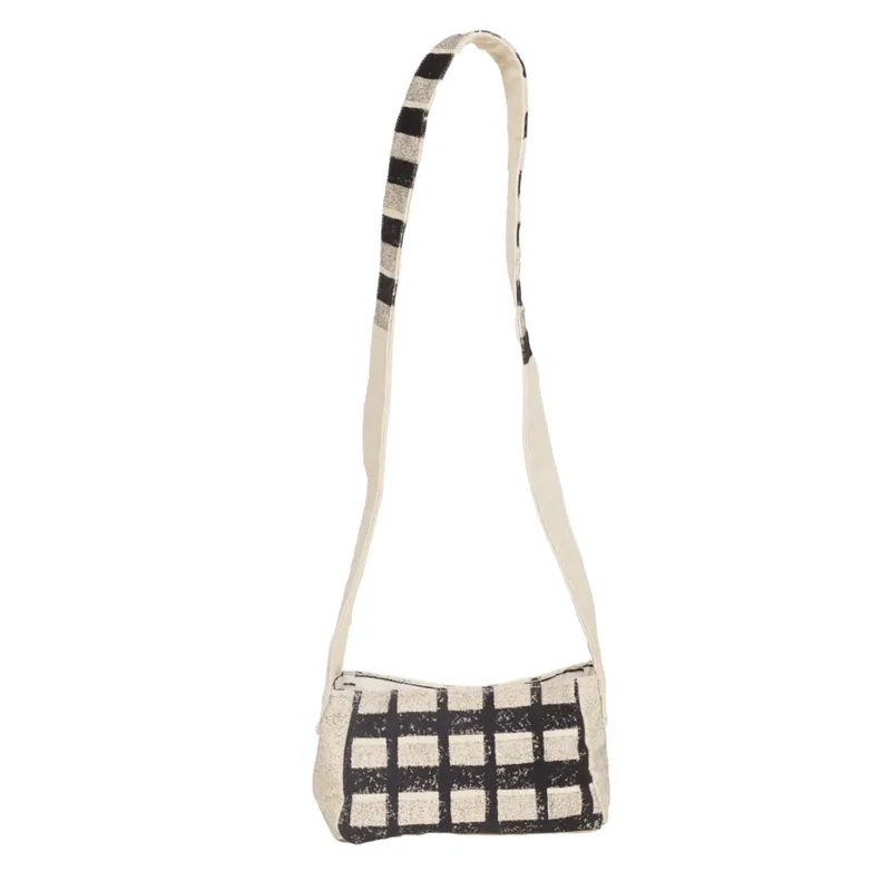 Cotton Canvas Crossbody Mini Bag | Black & White