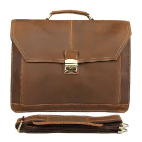 Crazy Horse Leather Briefcase Business mens briefcase cowhide layer Handbag Business Briefcase   Multifunctional Briefcase