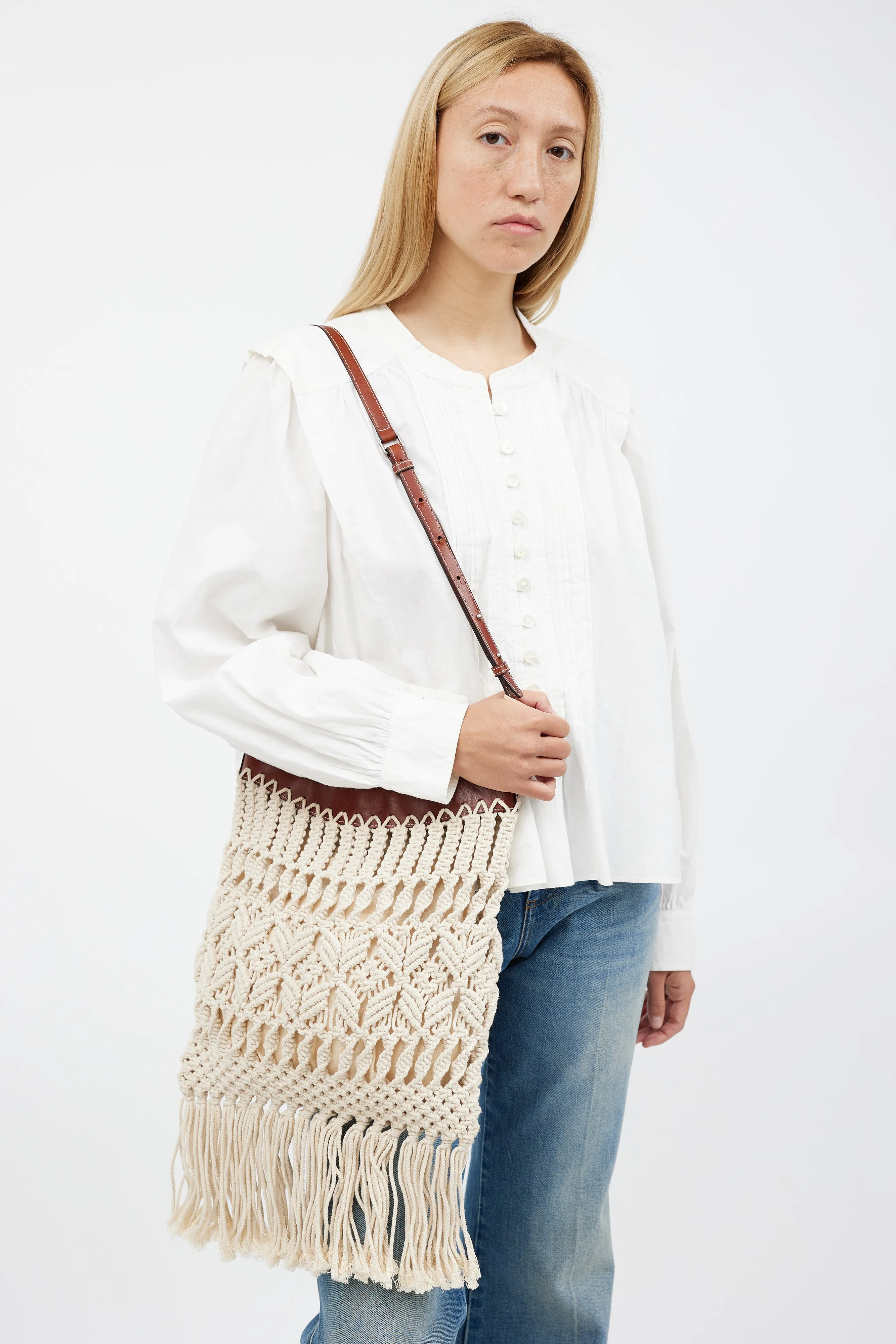 Cream & Brown Teomia Macrame Bag