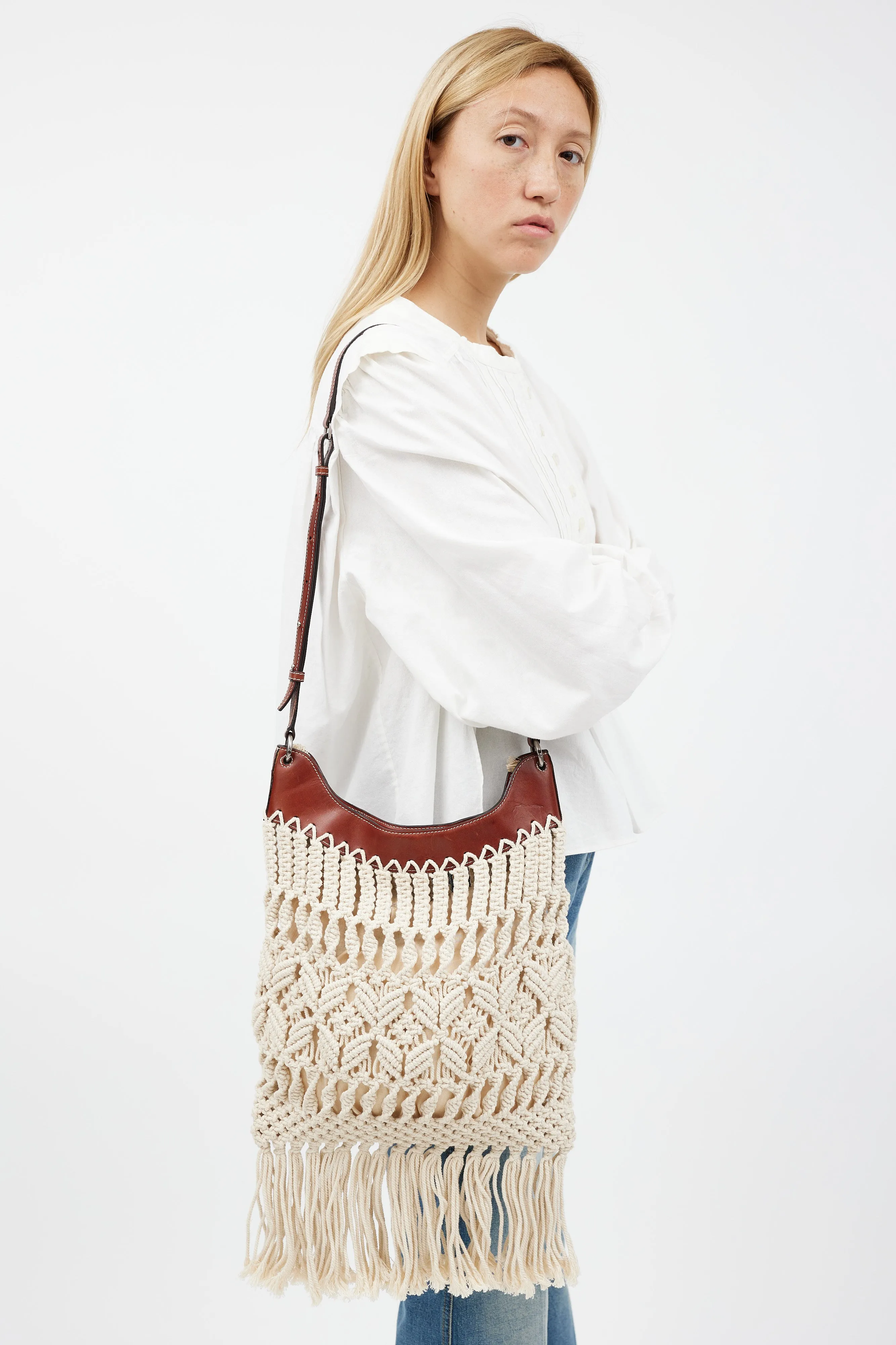 Cream & Brown Teomia Macrame Bag