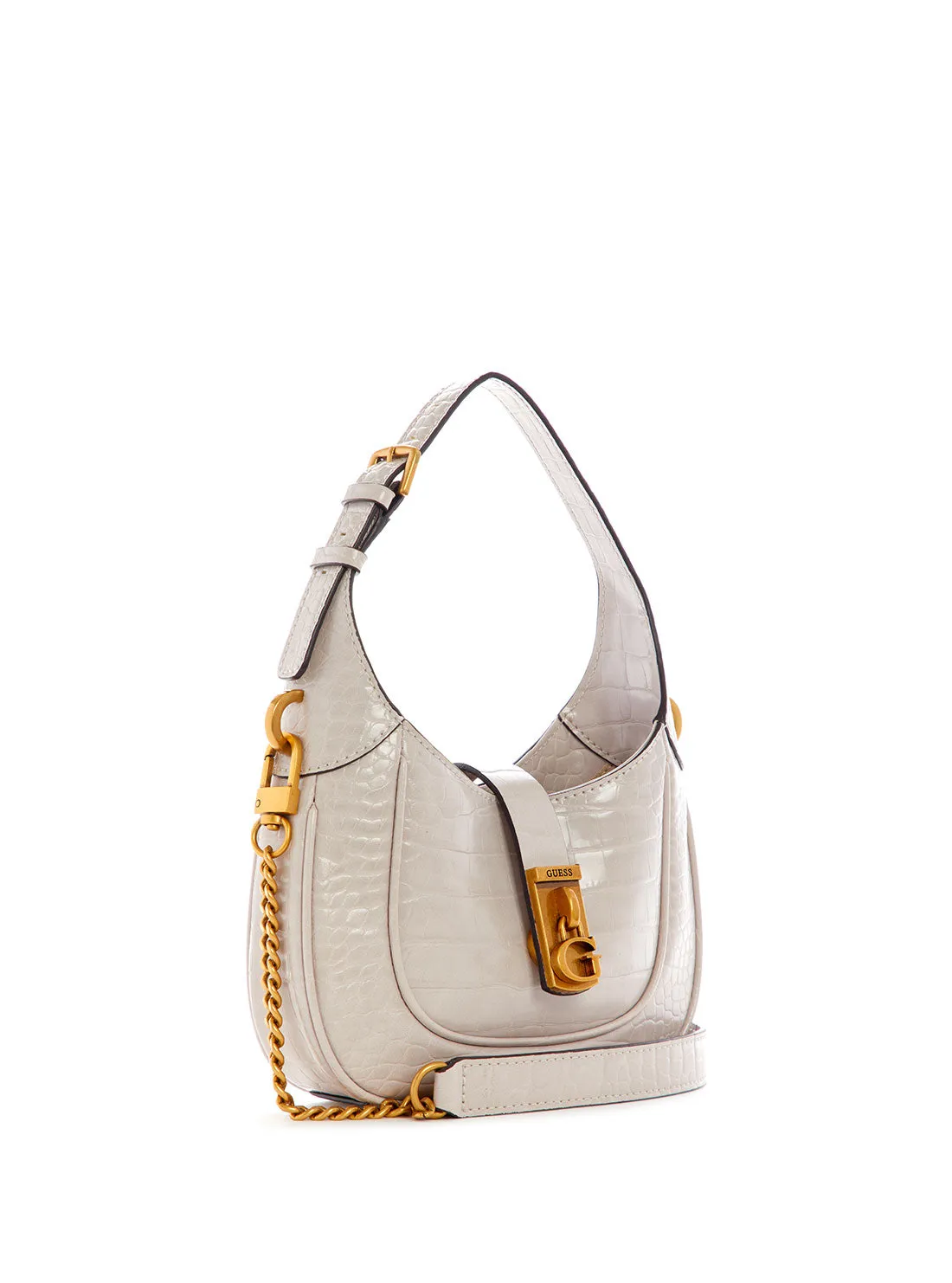 Cream Croco Maimie Mini Hobo Bag