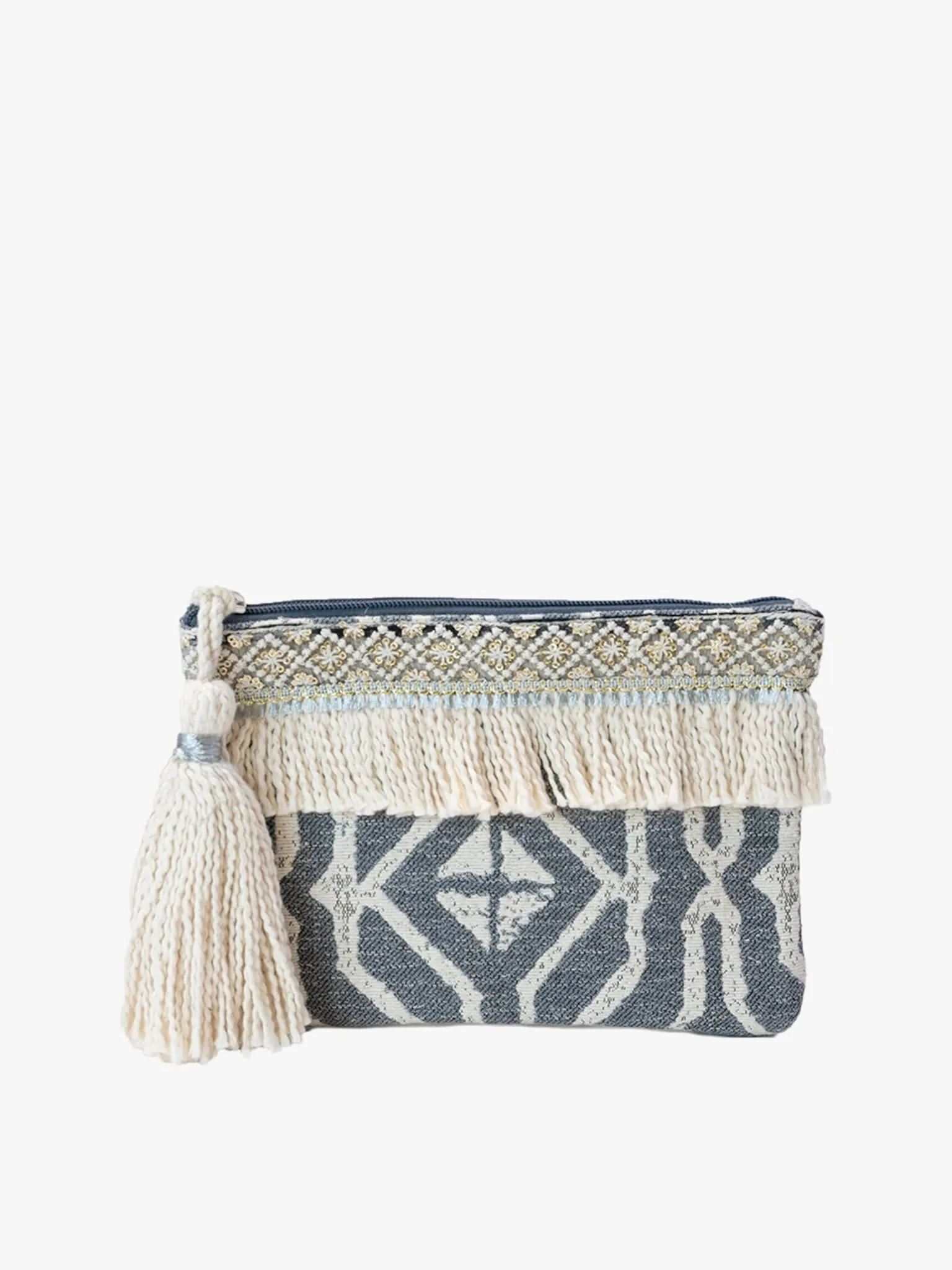 CS2162 Faith Printed Cotton Pouch w/ Fringe