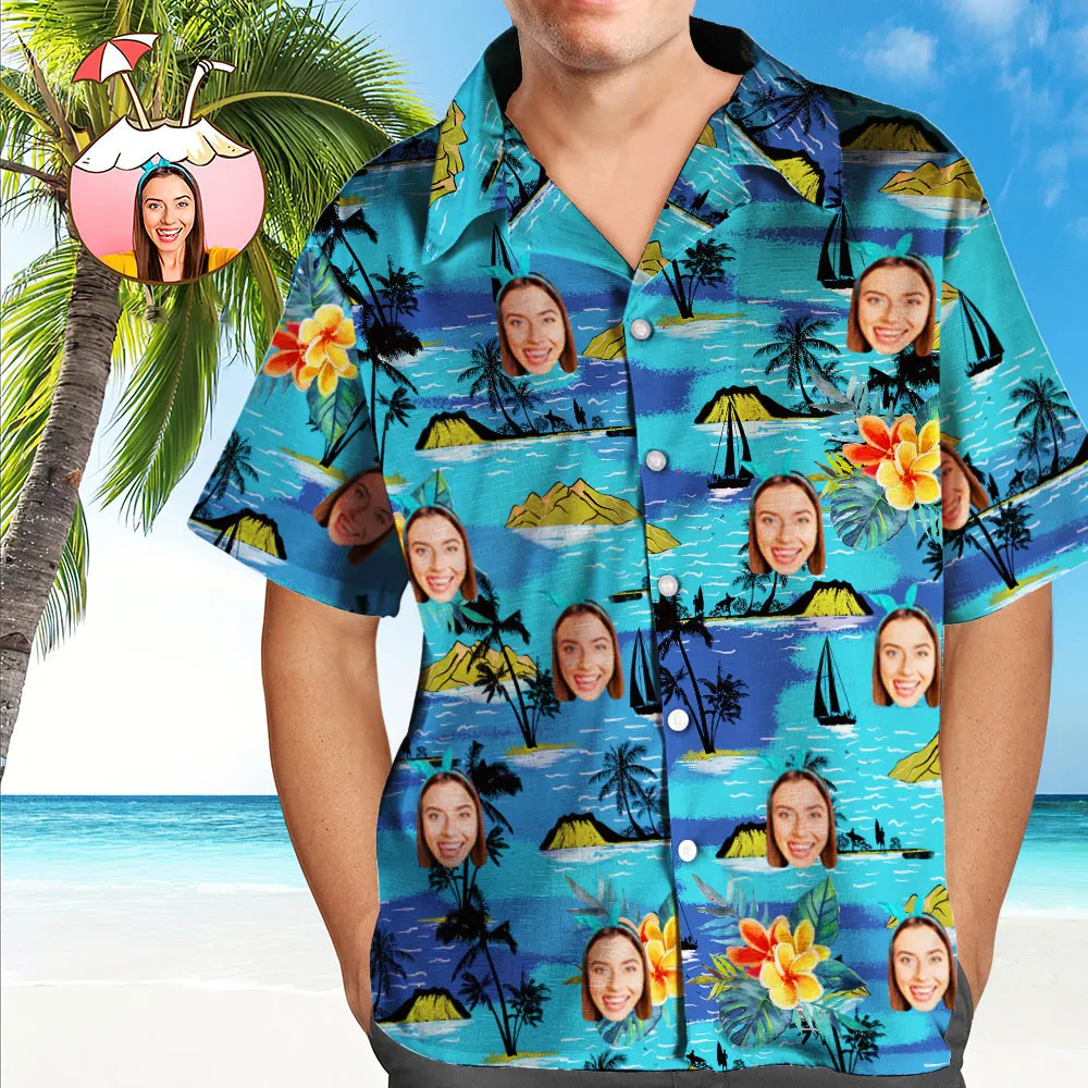 Custom Dog Face Hawaiian Shirt Custom Tropical Shirts Men's All Over Print Hawaiian Shirt