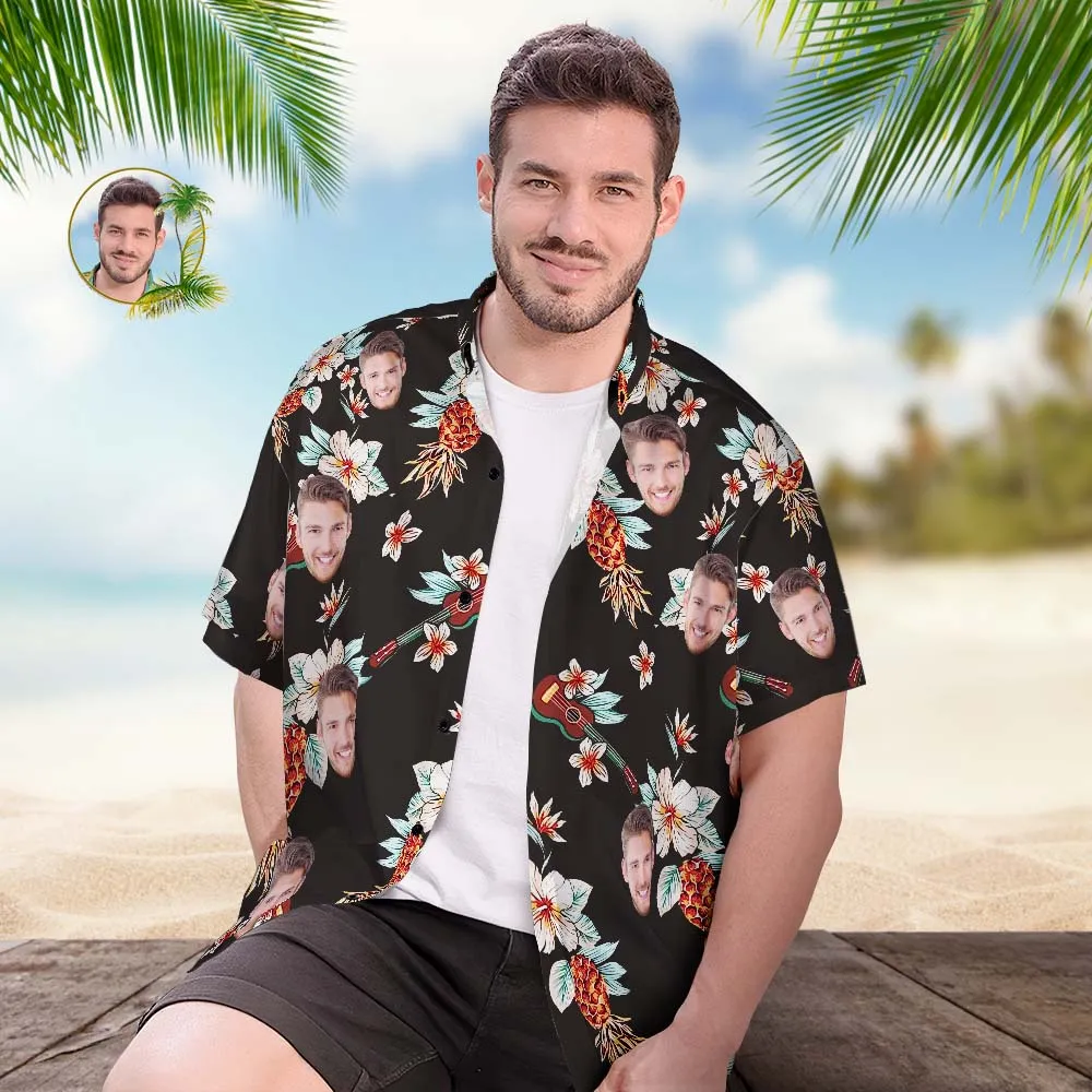 Custom Face Hawaiian Shirt Men's Popular All Over Print Hawaiian Beach Shirt Gift - Romantic Getaway