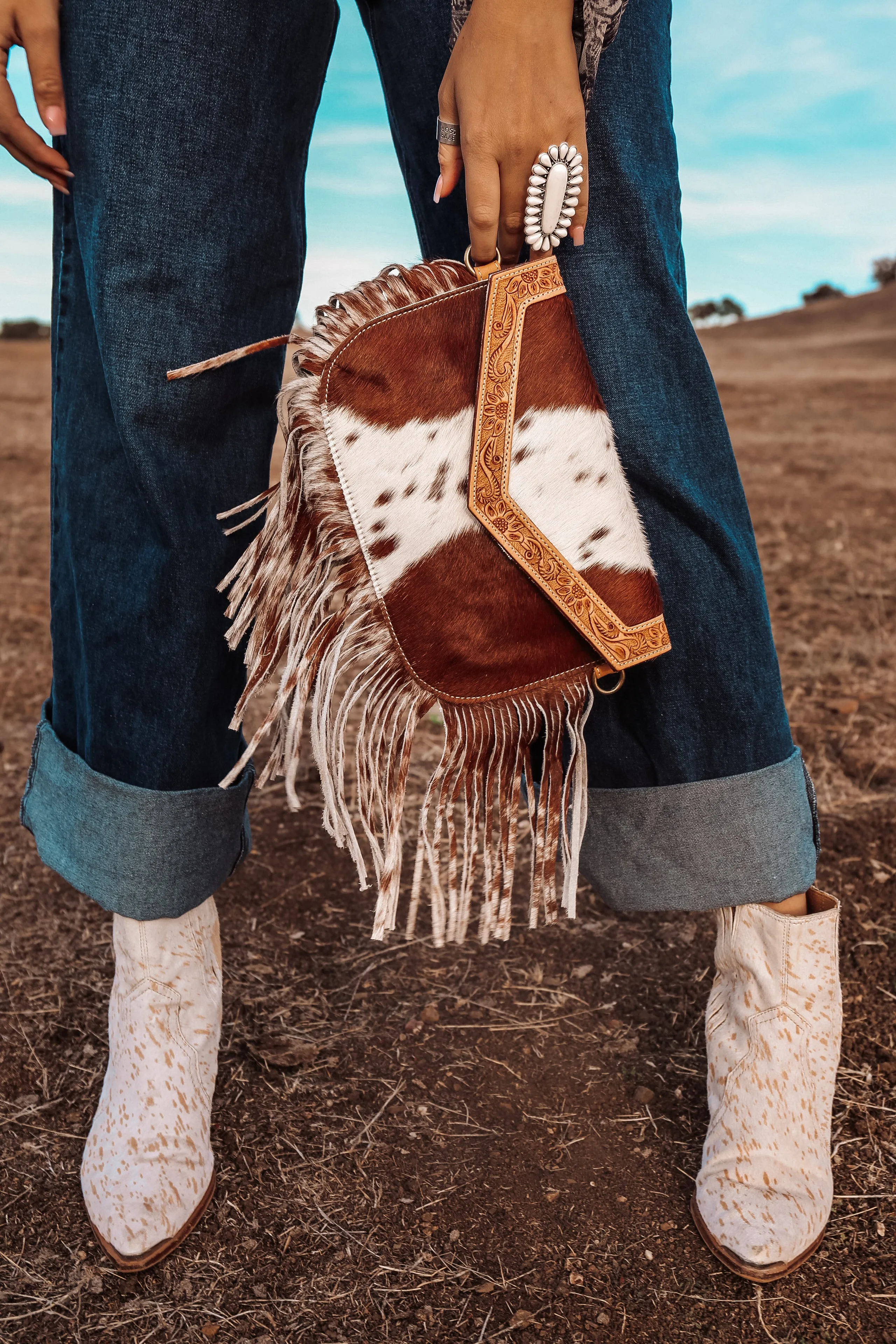 Dallas Fringe Cowhide Purse