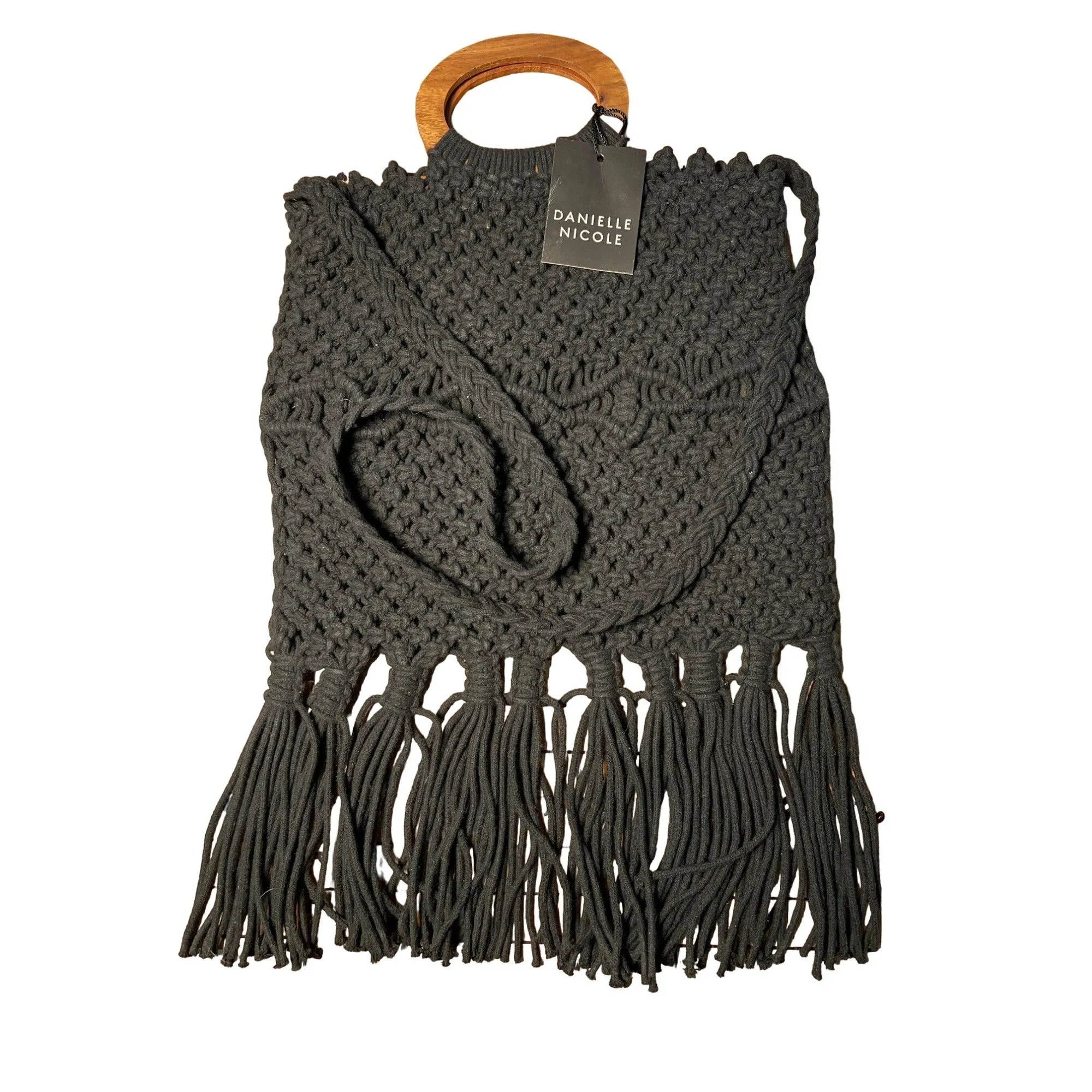 Danielle Nicole Fringed Bag Black Tote Handbag