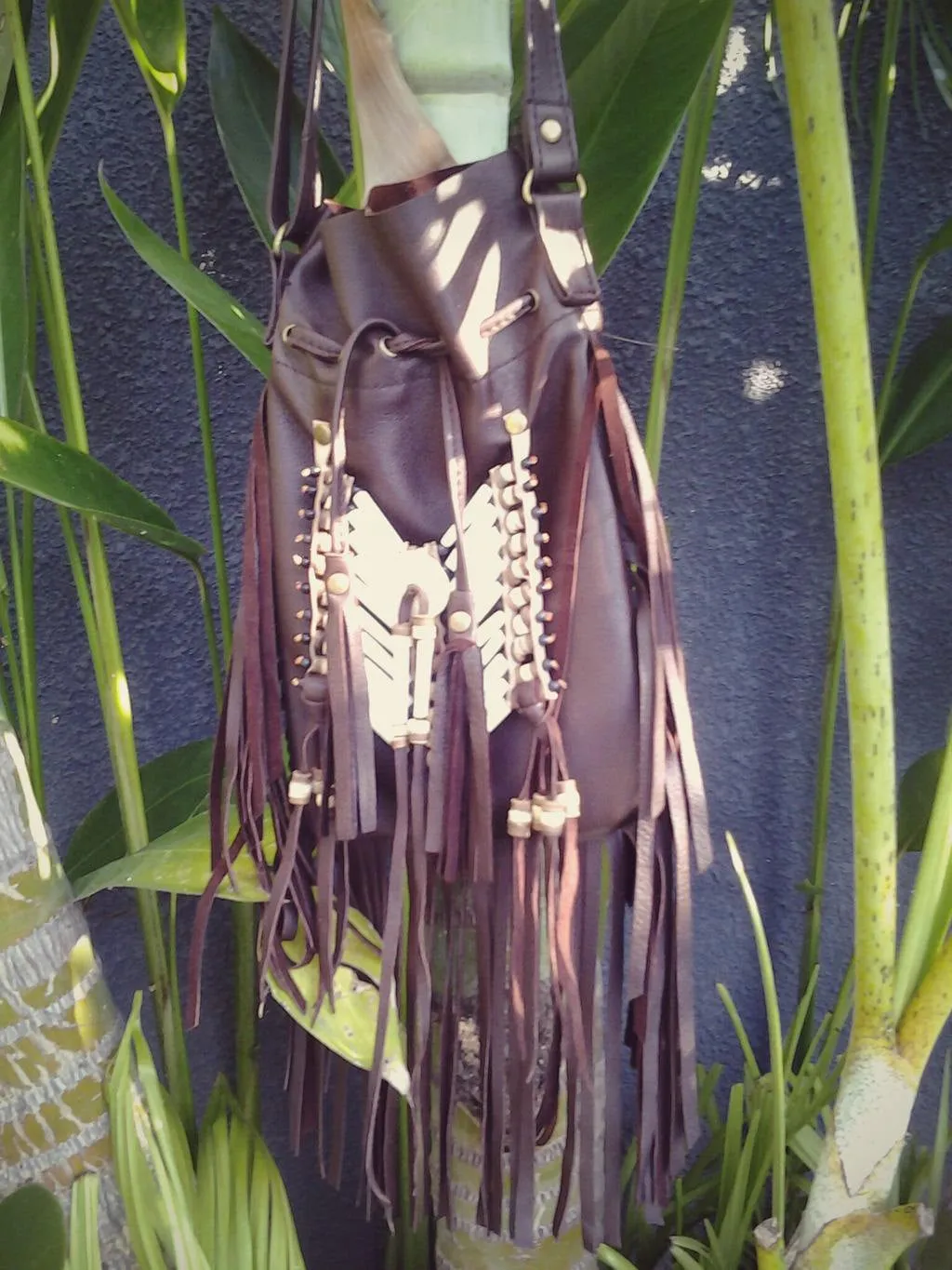 Dark Brown  Indian leather Handbag, Native American Style bag. Crossbody bag