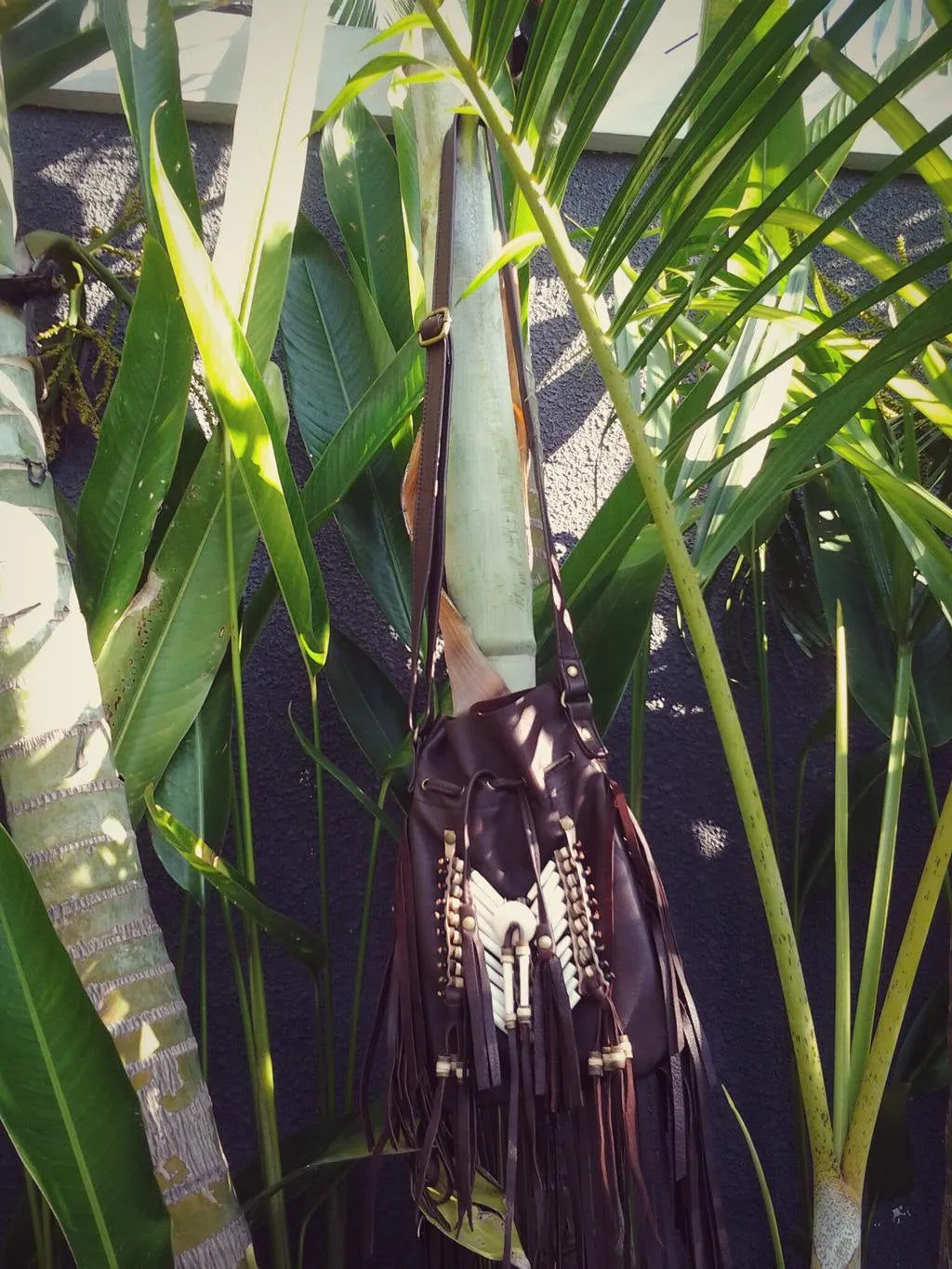 Dark Brown  Indian leather Handbag, Native American Style bag. Crossbody bag