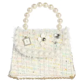 Dear Ellie Tweed Purse with Pearl and Charm Accents