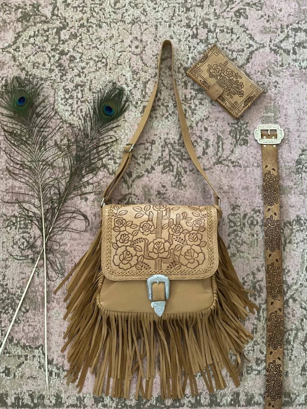 DESERT ROSE FRINGE BAG