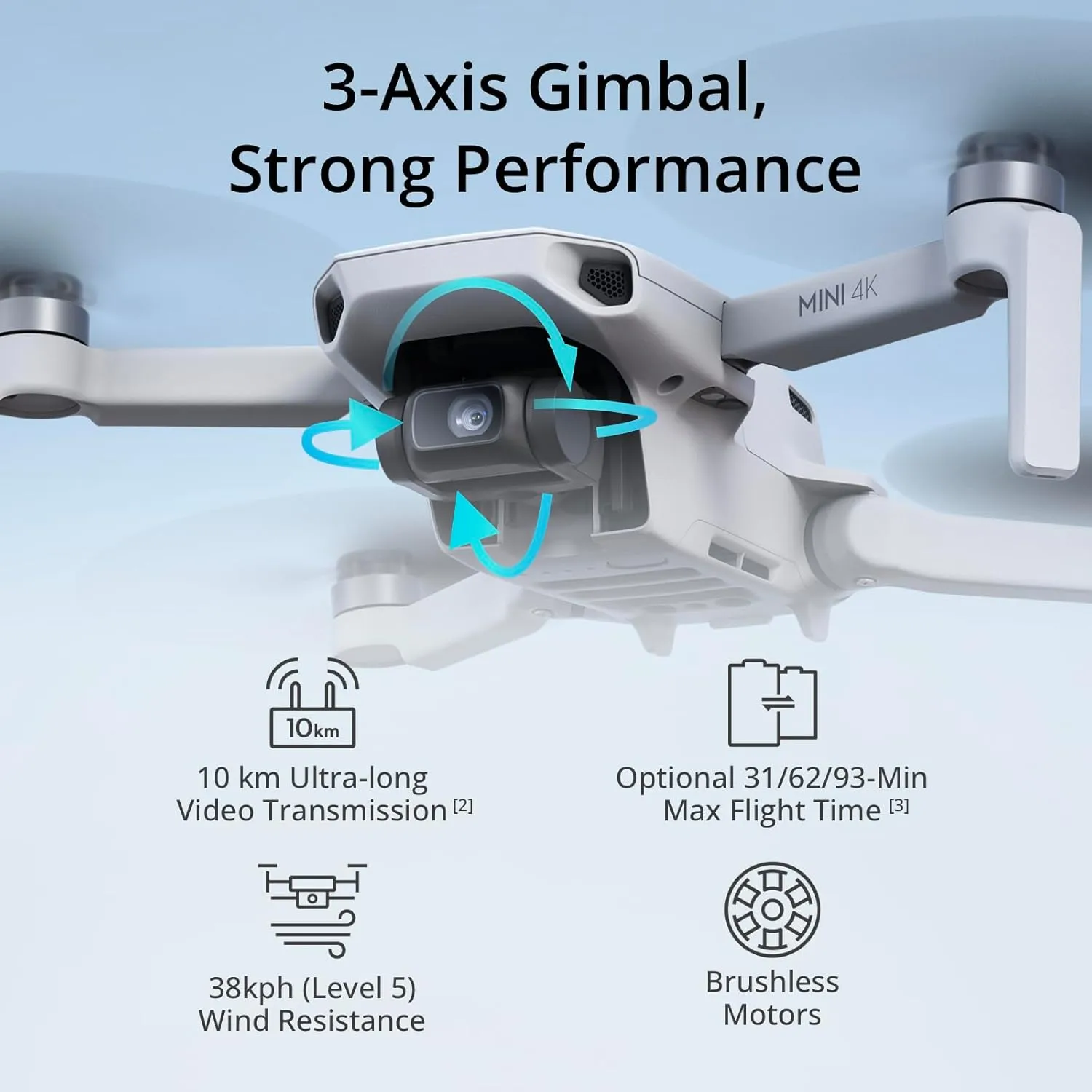 DJI Mini 4K Drone Fly More Combo - Ultra-Light 249g, 4K UHD Camera, 3-Axis Gimbal, 10km Video, 93-Min Flight Time, Auto Return, 3 Batteries, QuickShots