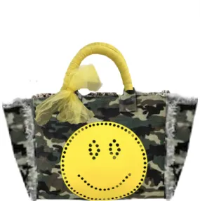 Dotted Yellow Smile Camo Tote Bag