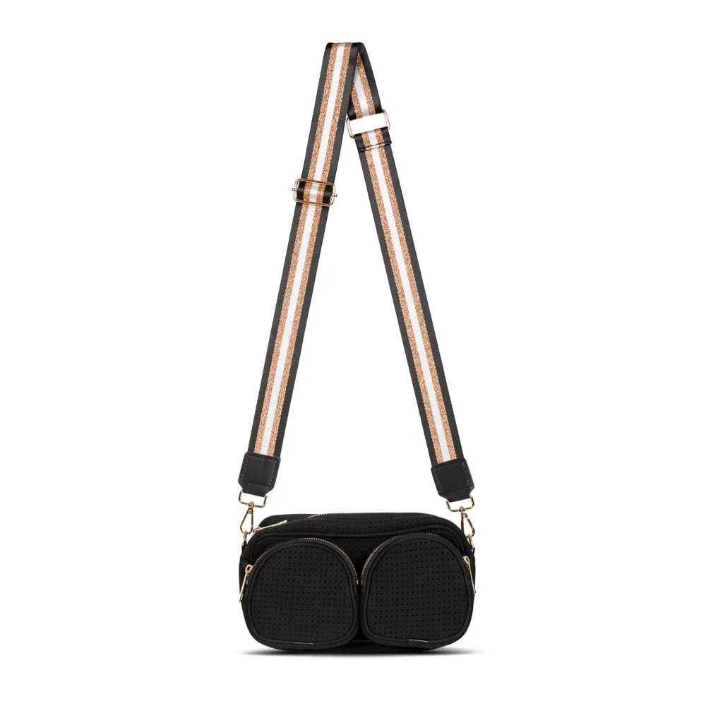 DOUBLE POCKET CROSSBODY BAG BLACK