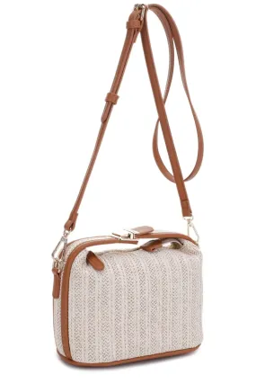 EJ85059 Tammy Buckle Handle Straw Crossbody Bag