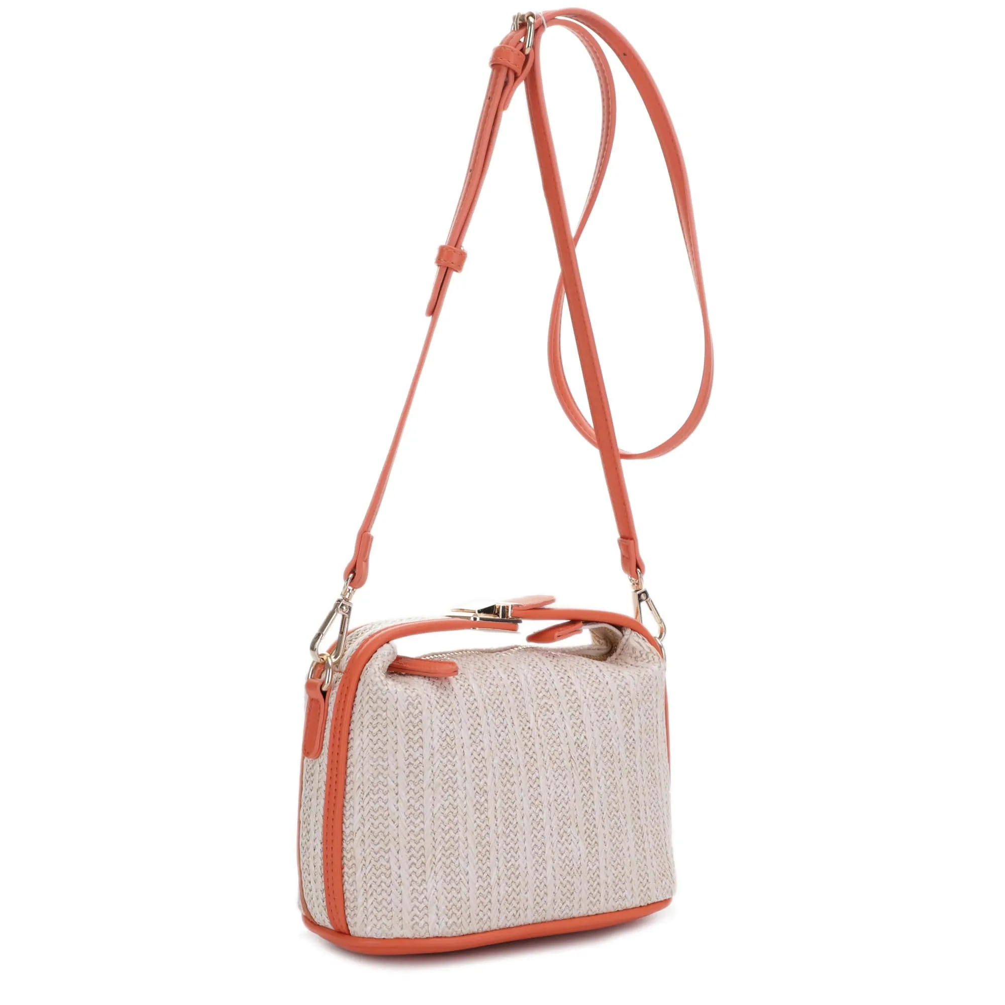 EJ85059 Tammy Buckle Handle Straw Crossbody Bag