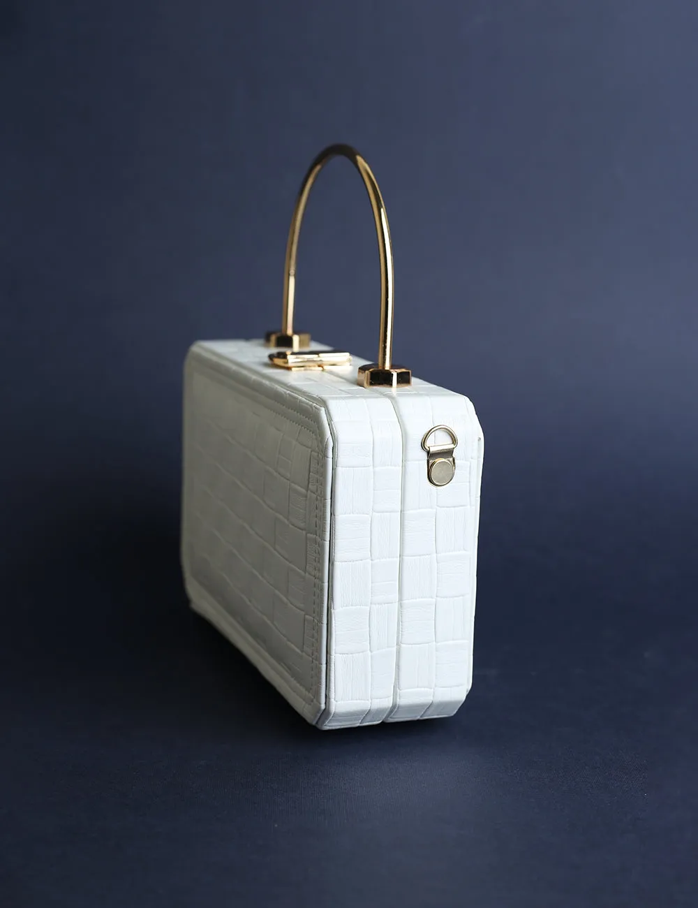 Elegant Croc-Embossed Clutch White