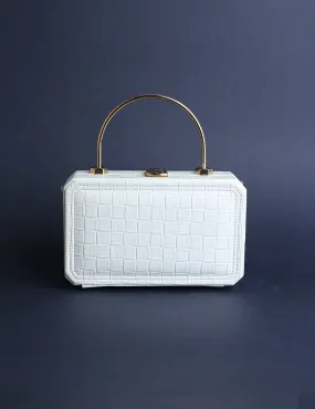 Elegant Croc-Embossed Clutch White