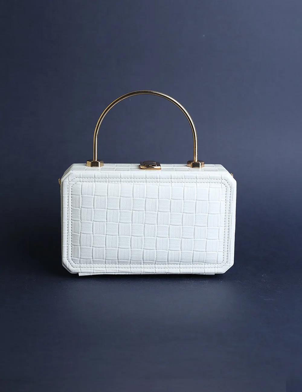 Elegant Croc-Embossed Clutch White