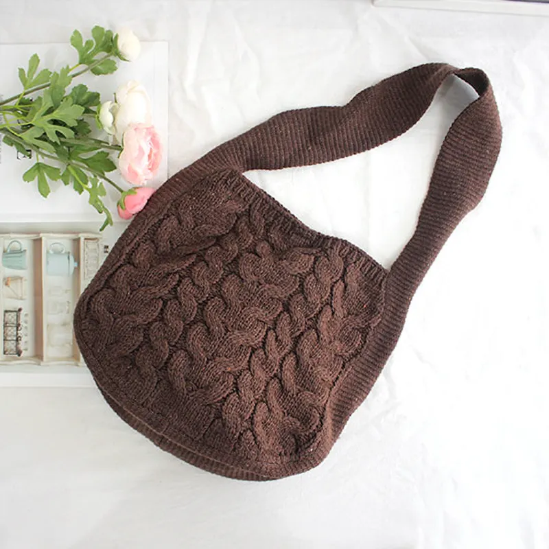 Elena Handbags Knit Patterned Cotton Shoulder Bag