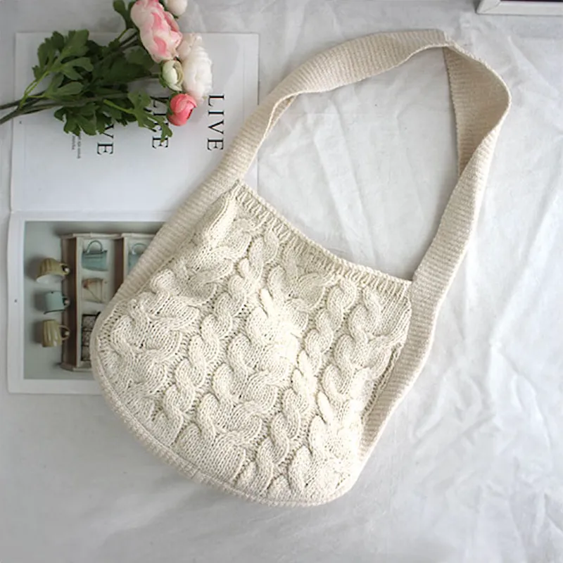 Elena Handbags Knit Patterned Cotton Shoulder Bag