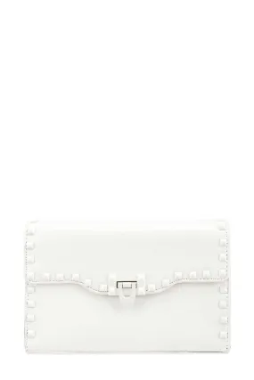 Enamel Stud Accent Crossbody Bag-White