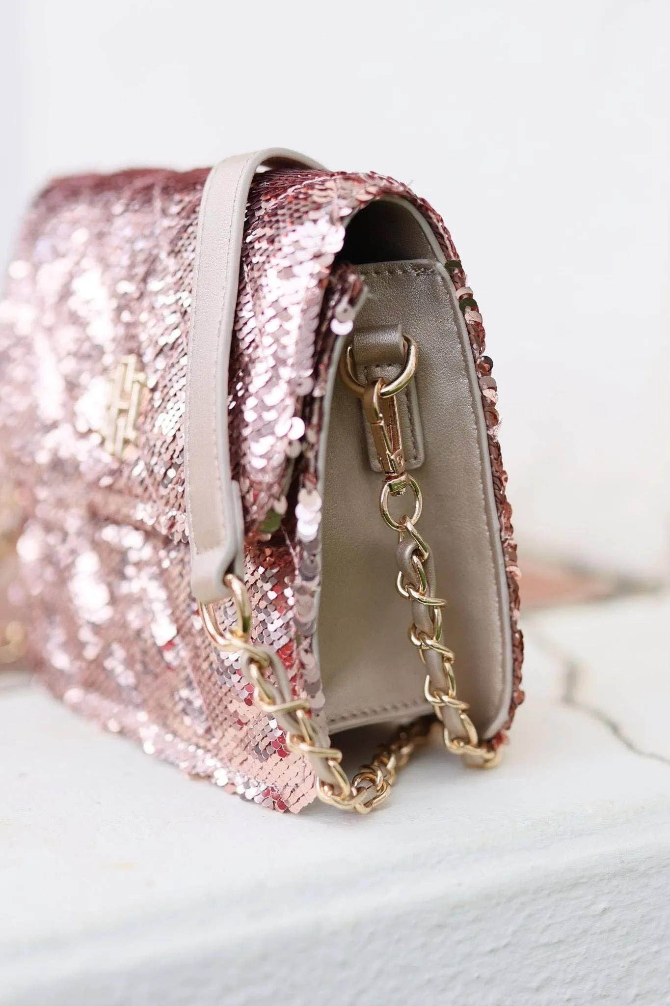 Evelyn Crossbody Champagne Sequin