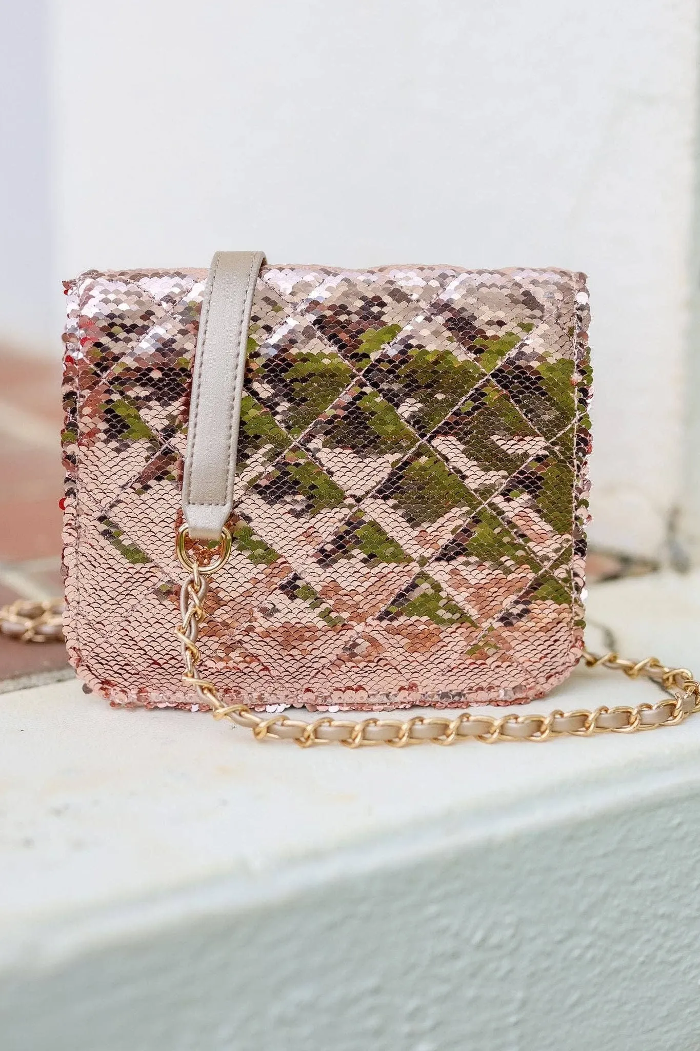 Evelyn Crossbody Champagne Sequin