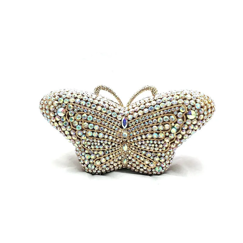 Evening Party Diamond Crystal Butterfly Clutch Petite Mini Purse