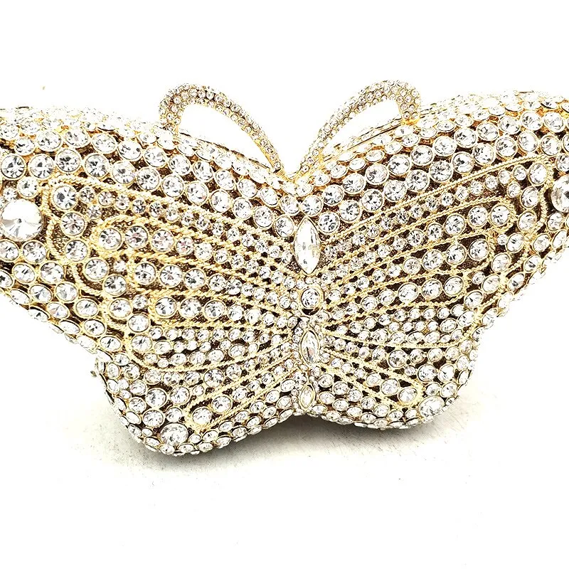 Evening Party Diamond Crystal Butterfly Clutch Petite Mini Purse