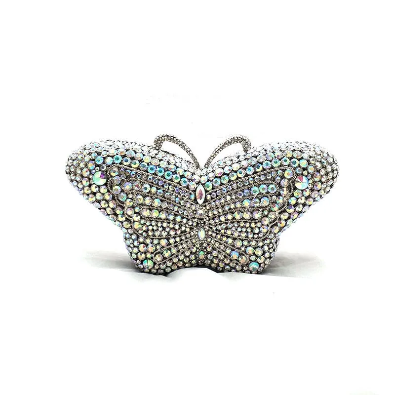 Evening Party Diamond Crystal Butterfly Clutch Petite Mini Purse