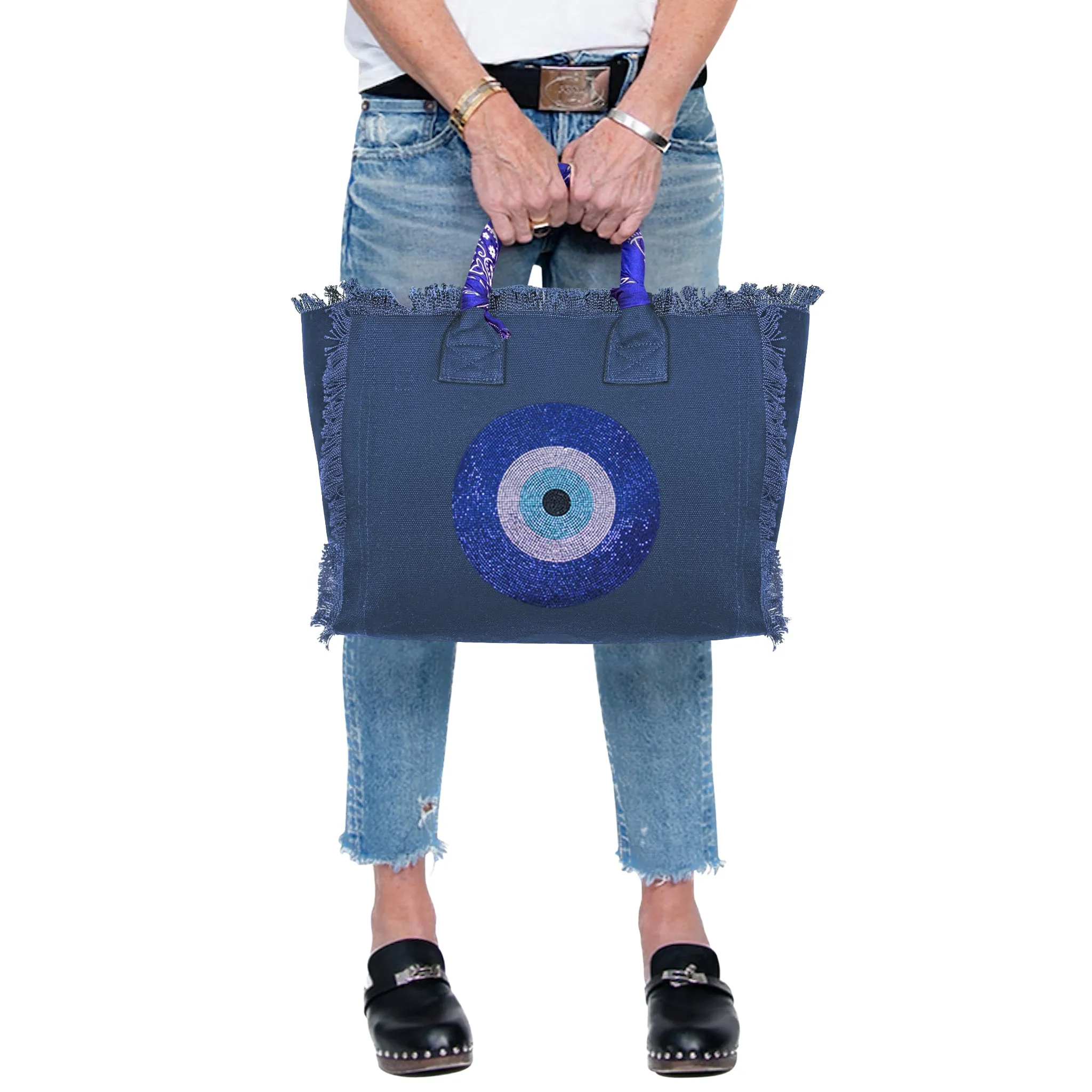 Evil Eye Fringe Canvas Bag