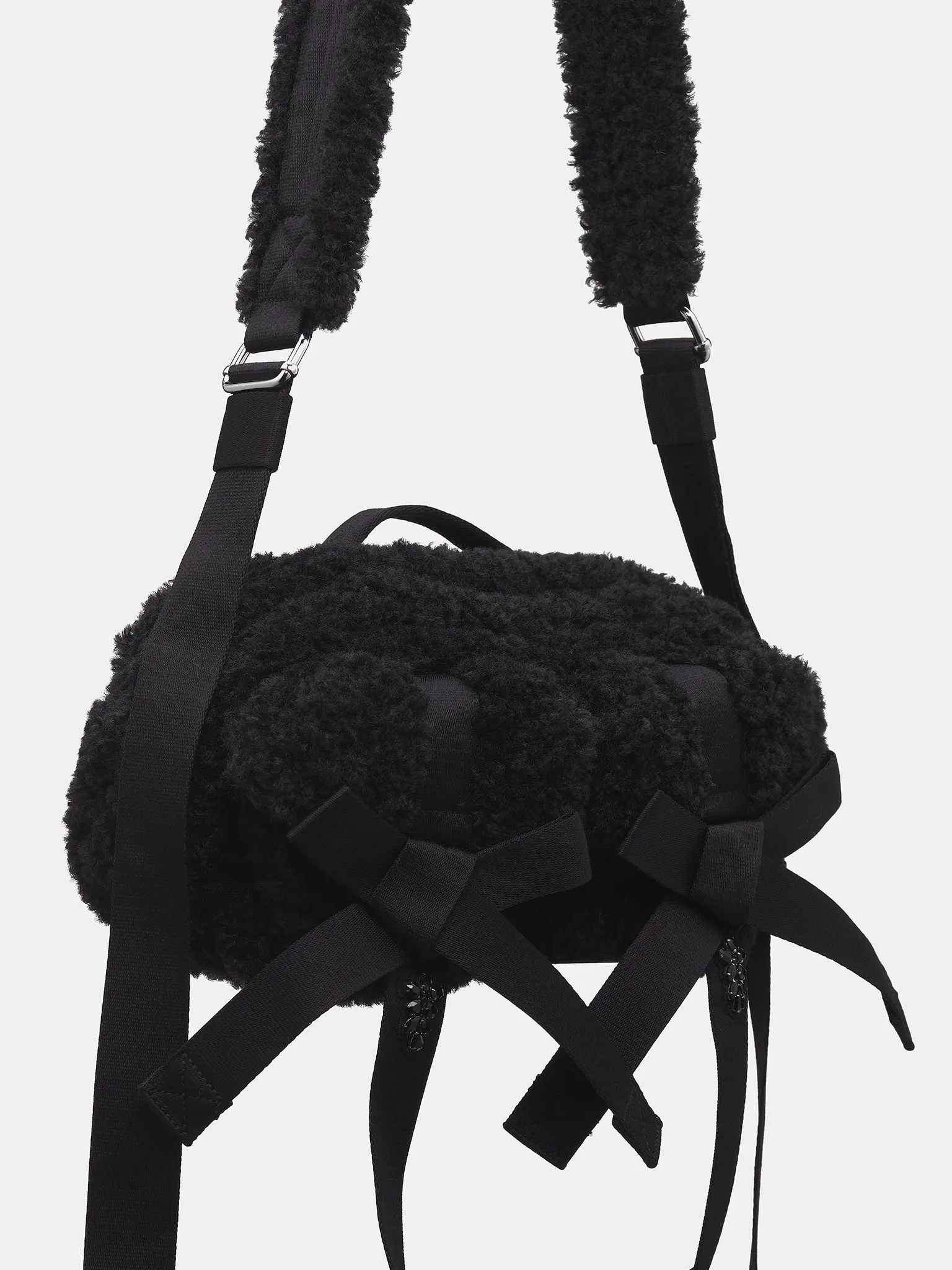 Faux Fur Classic Bow Crossbody (BAG149B-0793-BLACK-JET)