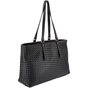 Faux Leather Woven Tote