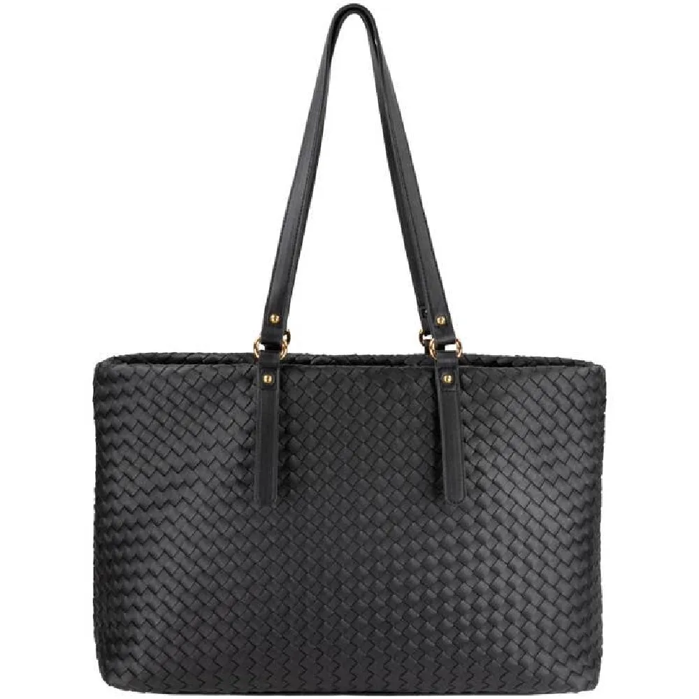 Faux Leather Woven Tote