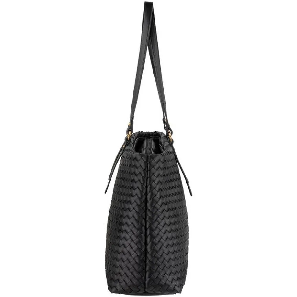 Faux Leather Woven Tote