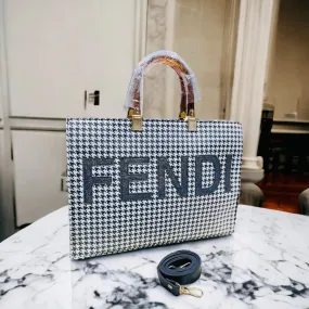 Fendi Tote Bag with Acrylic Handle (Black white)