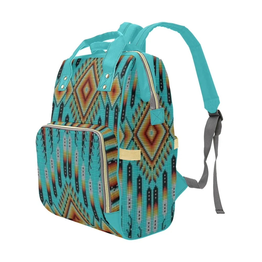 Fire Feather Turquoise Multi-Function Diaper Backpack/Diaper Bag