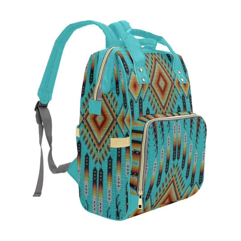 Fire Feather Turquoise Multi-Function Diaper Backpack/Diaper Bag