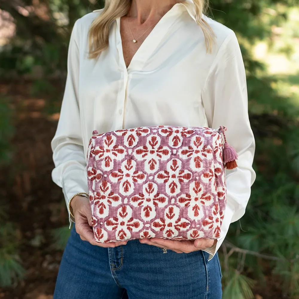 Fleur de Lis Rose Cosmetic Bag | Large