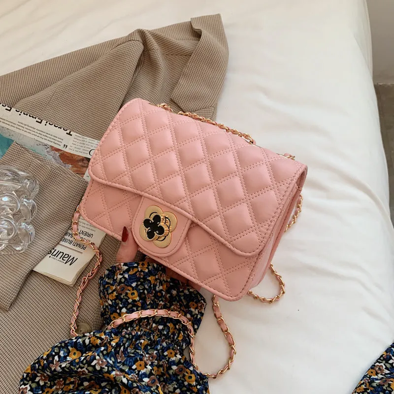 Four-leaf clover bag new internet celebrity fashion trendy women's bag small fragrant style rhombus bag chain shoulder crossbody bag