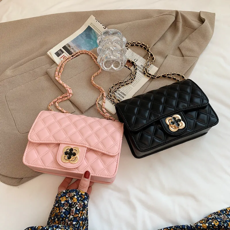 Four-leaf clover bag new internet celebrity fashion trendy women's bag small fragrant style rhombus bag chain shoulder crossbody bag