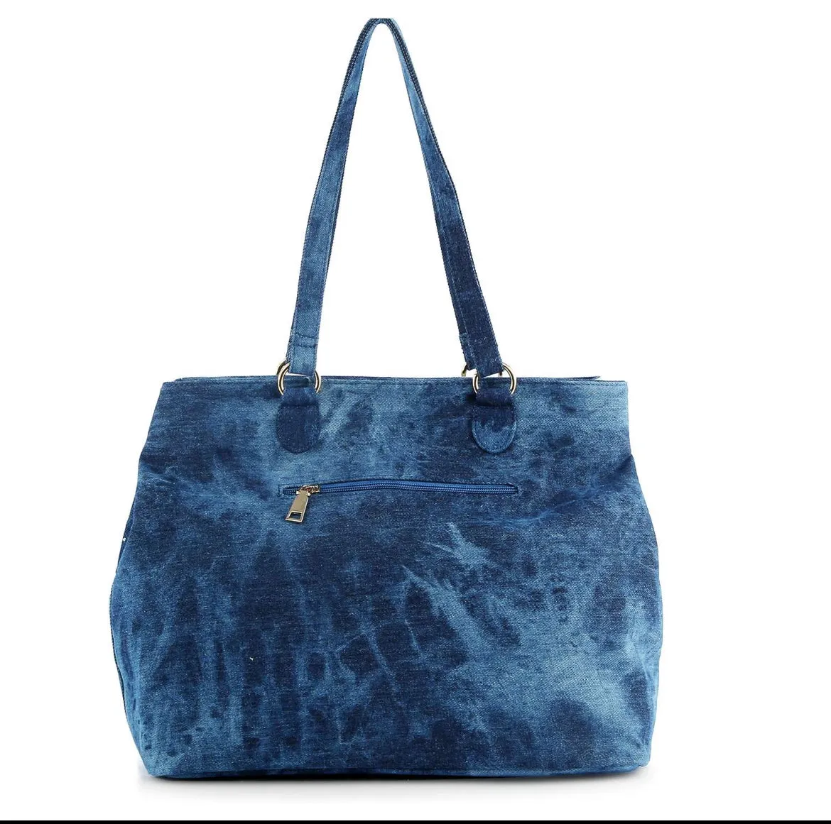 Four Square Denim Tote Bag - Blue