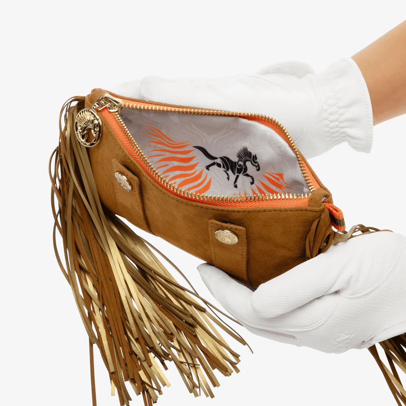 Fringe Beltbag "Hunter Brown" with golden print