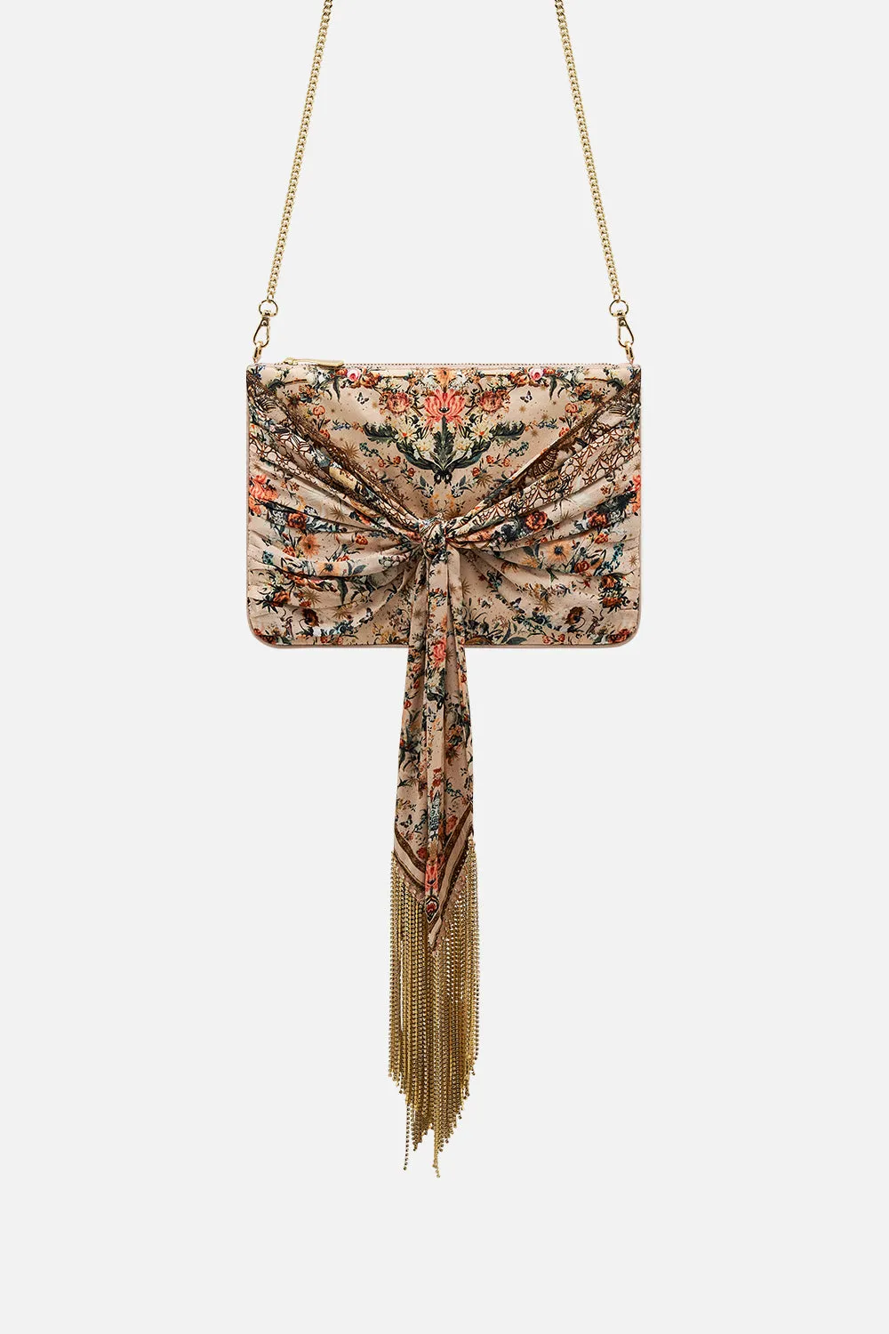 FRINGE TIE SCARF CLUTCH ROSE GARDEN REVOLUTION