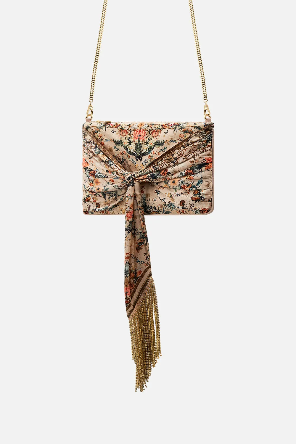 FRINGE TIE SCARF CLUTCH ROSE GARDEN REVOLUTION