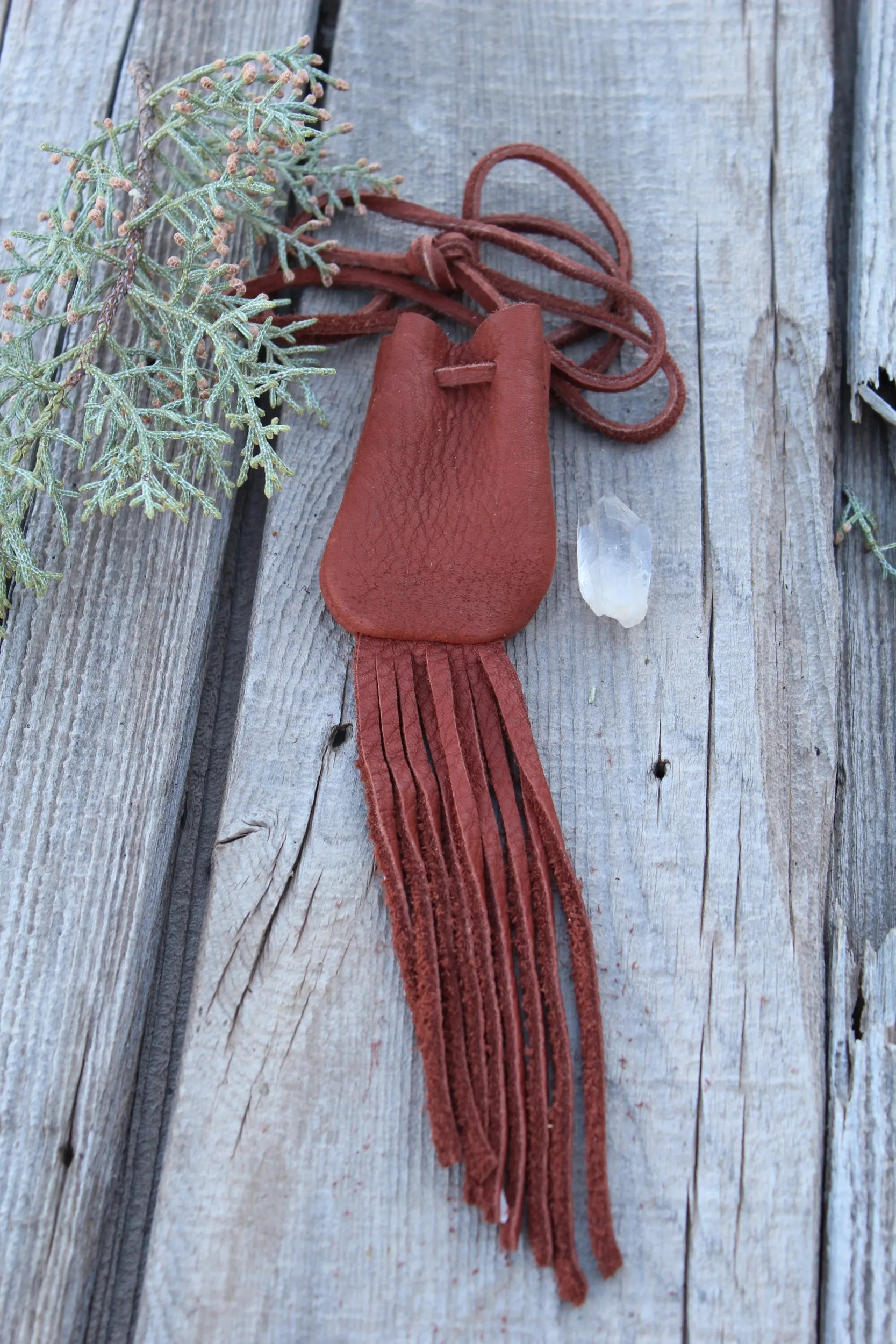 Fringed leather medicine bag