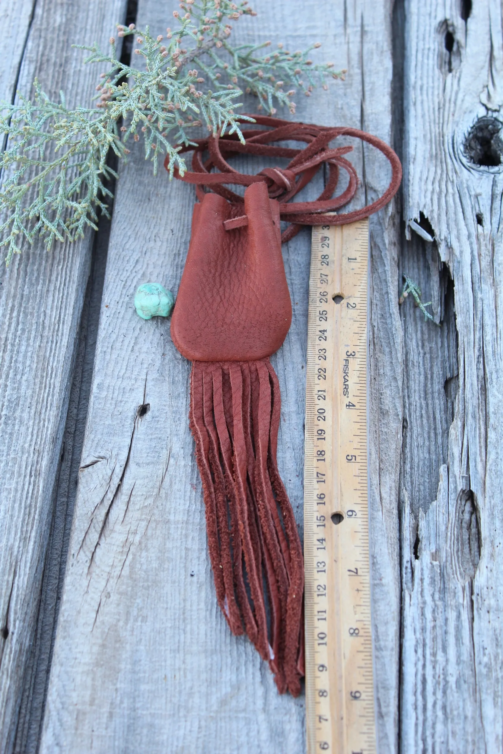 Fringed leather medicine bag