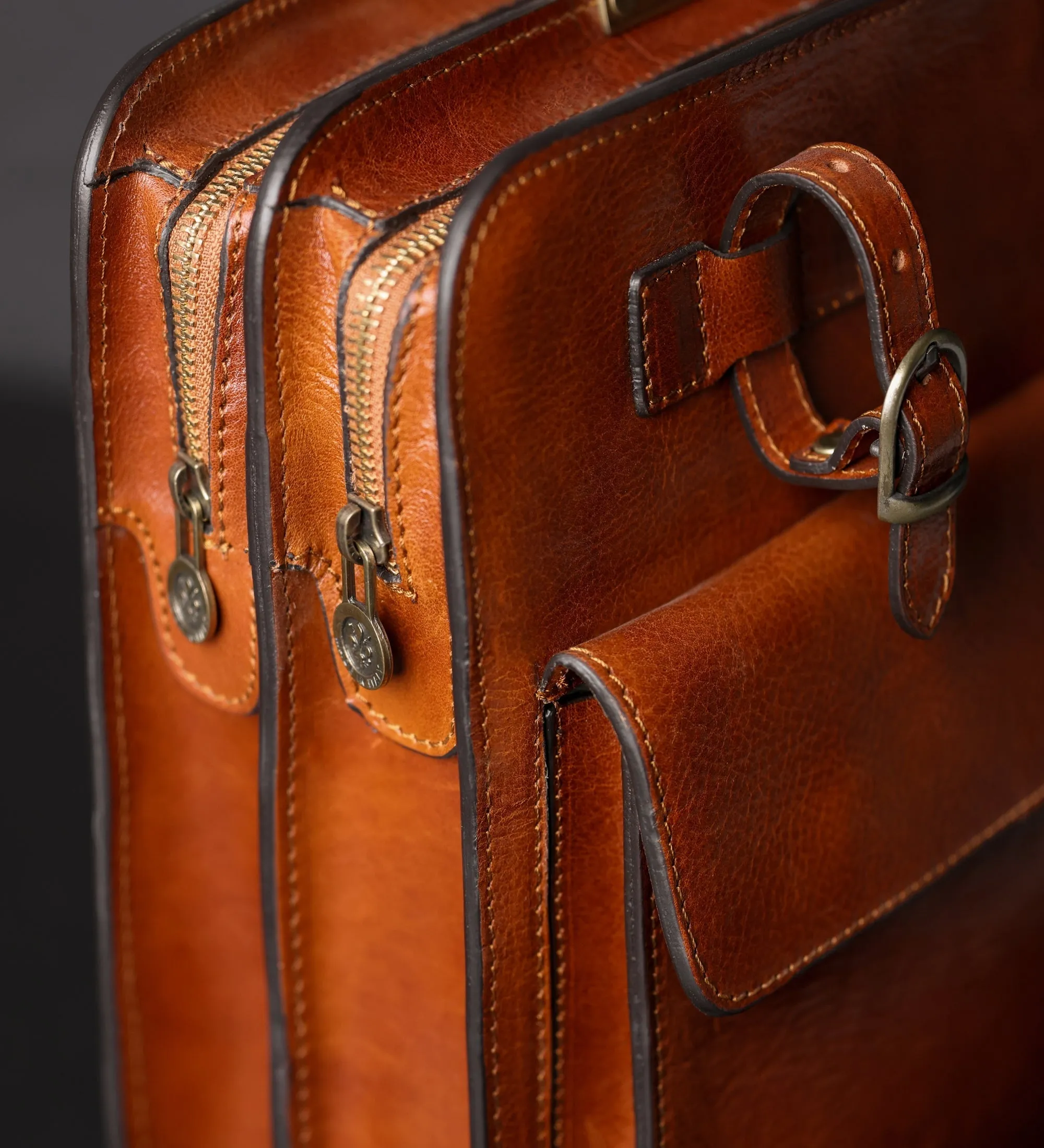 Full Grain Italian Leather Satchel Work Bag - The Prophet